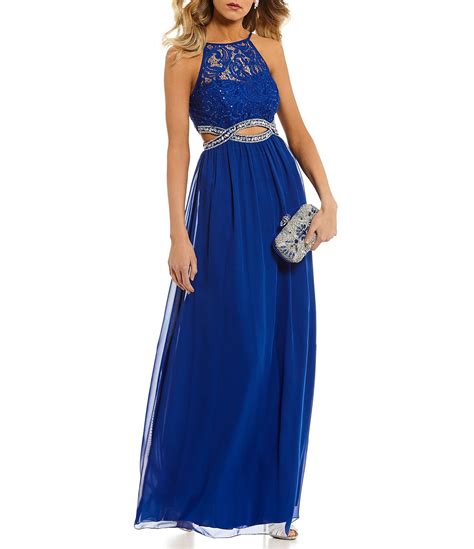 Dillards blue dress - Now $114.80. Internet Exclusive. Only size 0 available. ( 1) Need a gorgeous gown for your next social event or black tie gala? Find the perfect Floral women's formal dress or evening gown at Dillard's, your dresses & gowns destination.